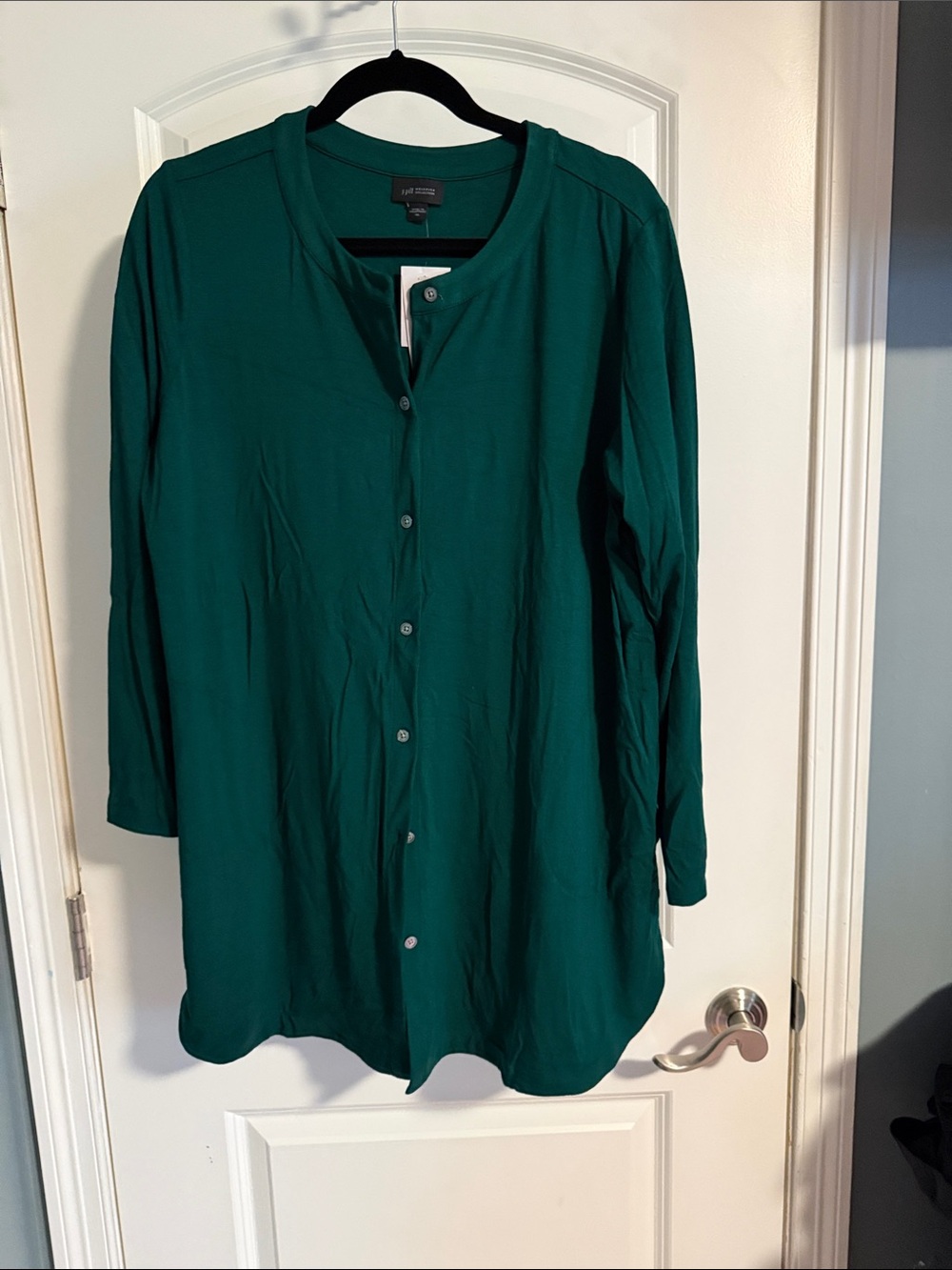 Emerald Green Button-Front Tunic Shirt